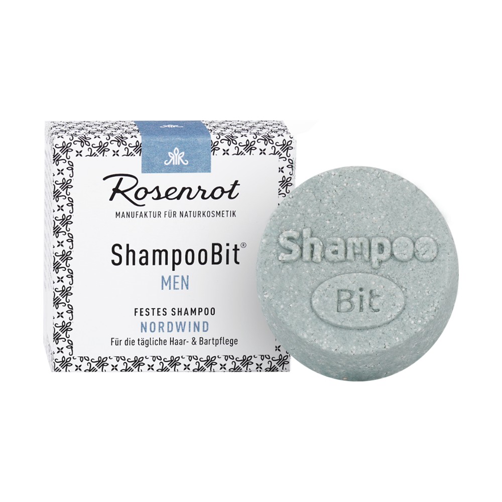 festes ShampooBit® MEN Nordwind - 60g - in Schachtel // Rosenrot Naturkosmetik