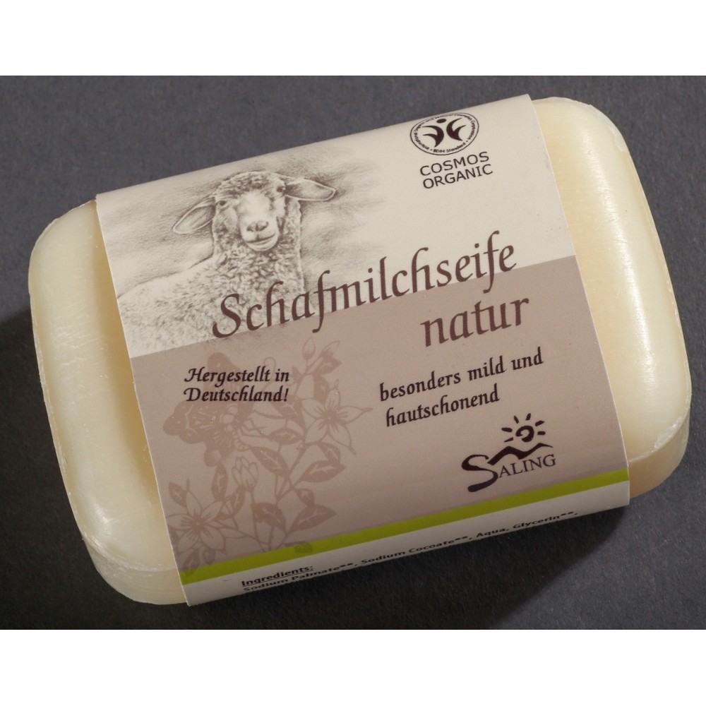Schafmilchseife natur, 100g Stück Banderole, cosmos organic zertifiziert // Saling