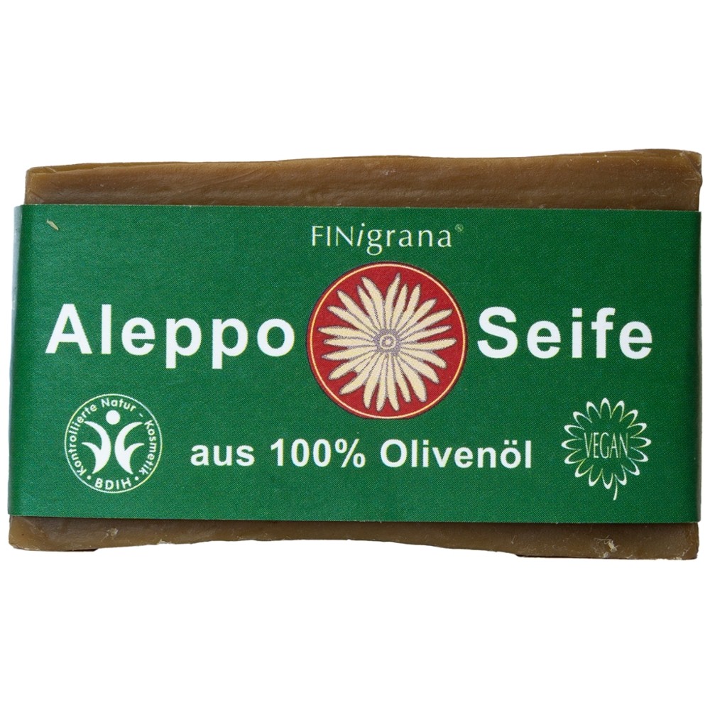 Aleppo Seife, reine Olive, 200g traditionell handgeschnitten, für alle Hauttypen // FINigrana® Naturkosmetik