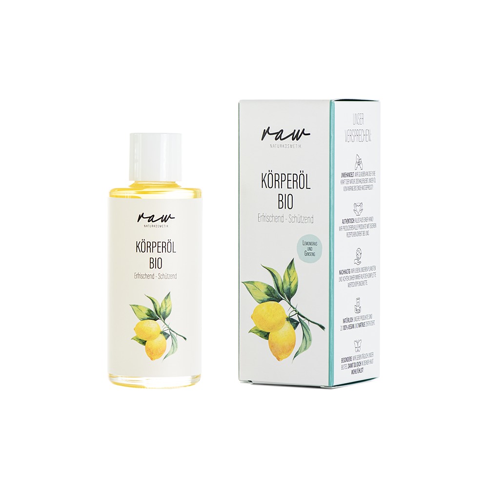 Bio Körperöl Erfrischend und Schützend mit Lemongras und Ginseng // raw Naturkosmetik