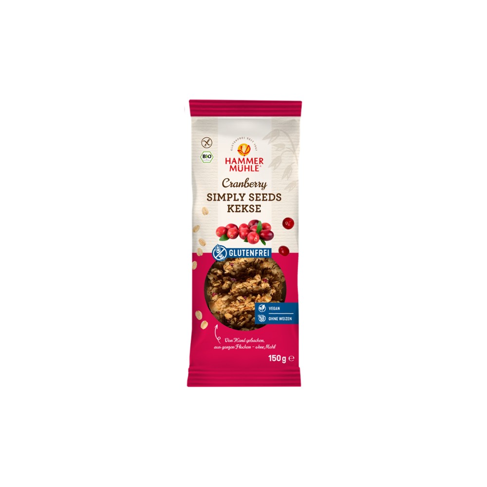Bio Simply Seeds Kekse Cranberry gf // Hammermühle