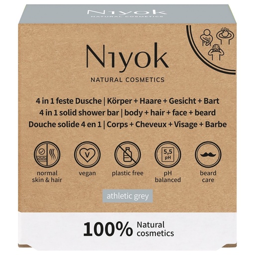 [546727] 4 in 1 feste Dusche / Körper + Haare + Gesicht + Bart Athletic grey // Niyok