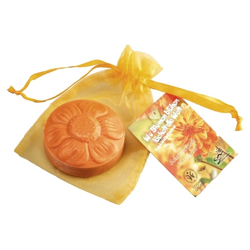 Schafmilchseife Blume Mandarine im Organzasäckchen 75gr // Saling