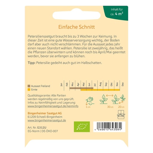 [52202] Glatte Petersilie Einf. Schnitt 3 // Bingenheimer Saatgut