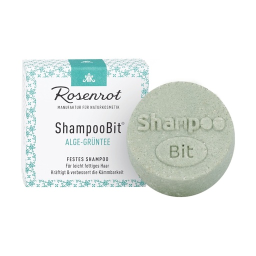 [637082] festes ShampooBit® Algen-Grüntee - 55g - in Schachtel // Rosenrot Naturkosmetik