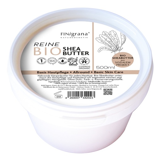 [30797] FINigrana® Shea Burkina,100% reine Bio-Sheabutter für jede Haut, 500ml PE-Dose // FINigrana® Naturkosmetik