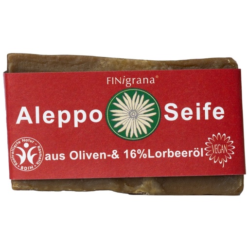 [30799] FINigrana Aleppo Oliven Seife & 16% Lorbeeröl, 180g traditionell handgeschnitten // FINigrana® Naturkosmetik