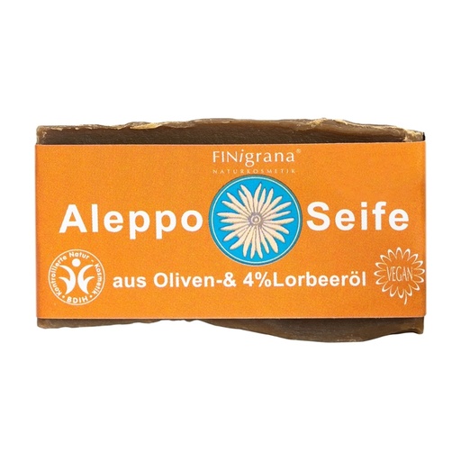 [307449] FINigrana Aleppo Seife, Olive & 4% Lorbeeröl, 180g traditionell handgeschnitten // FINigrana® Naturkosmetik